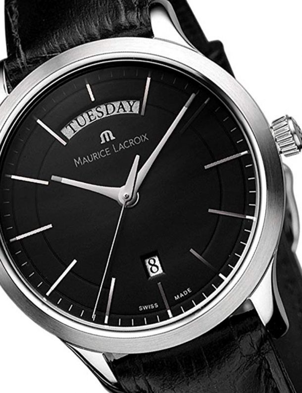 Reloj Maurice Lacroix Les Classiques LC1007-SS001-330 c - correa piel - esfera negra